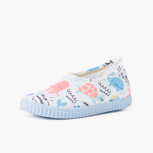 Neoprene type Closed Trainers with Drawings White