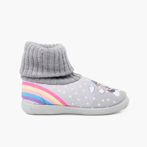 Unicorn wool sock neck slippers Grey