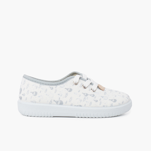 Canvas Kids Sneakers Laces Balloons Grey
