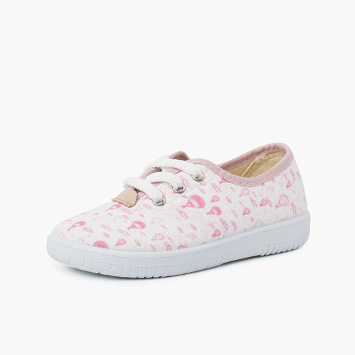 Canvas Kids Sneakers Laces Balloons Pink