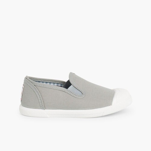 Slip On Canvas Plimsolls with Elastic  Grey