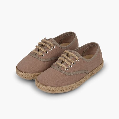 Kids' trainers with jute sole and laces Light Brown