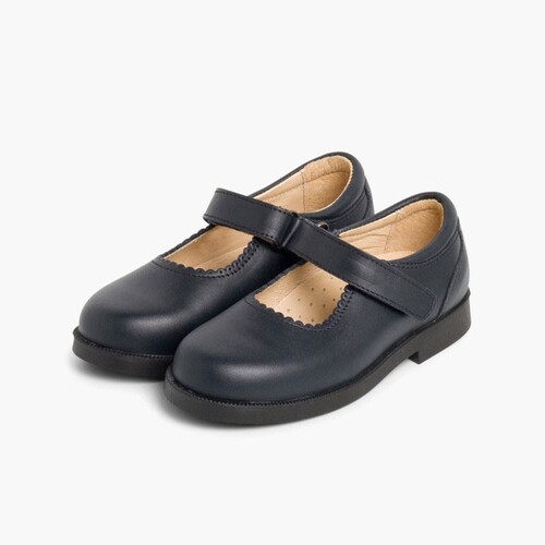 Girls Riptape Mary Jane School Shoes Navy Blue