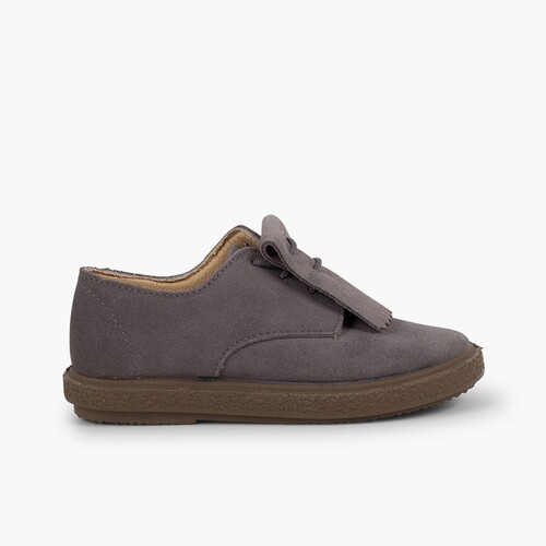 Smooth Suede Fringe Bluchers Grey