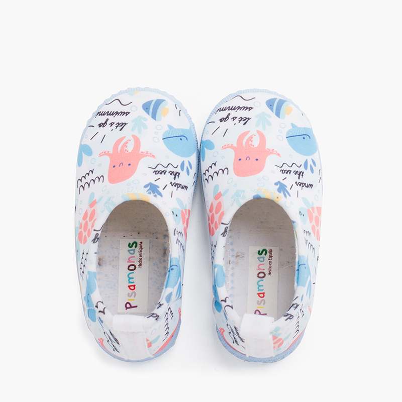 Neoprene type Closed Trainers with Drawings White