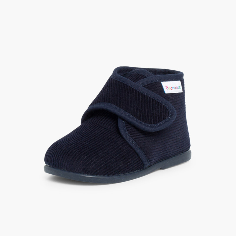Corduroy Slippers Boots Navy Blue