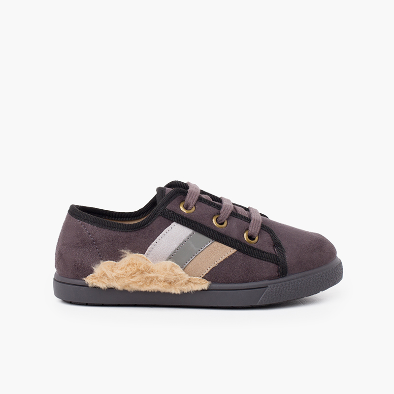 Soft furry cloud tennis shoes Grey