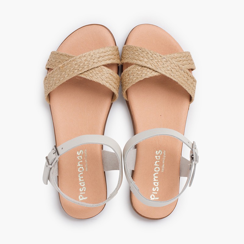 Sandals with cross-strap in jute Pisamonas